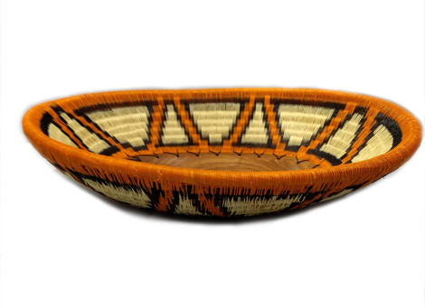 Bandejas Wounaan para Mesa en Madera y Fibra - Bandeja ovalada de madera color Naranja