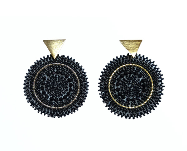 Colombian Fine Bijourie in stones - Black Circle Earrings
