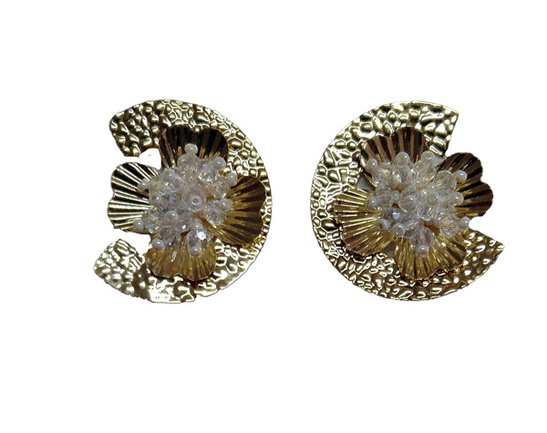 Colombian Fine Bijourie in stones - Gold white Circle Earrings