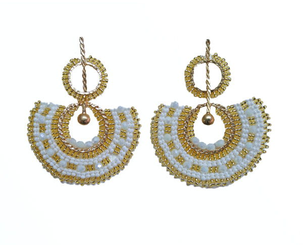Colombian Fine Bijourie in stones - white Semicircle Earrings