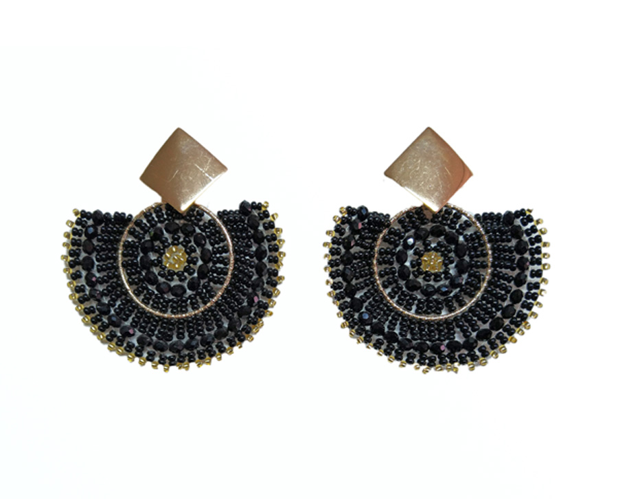 Colombian Fine Bijourie in stones - Black Semicircle Earrings
