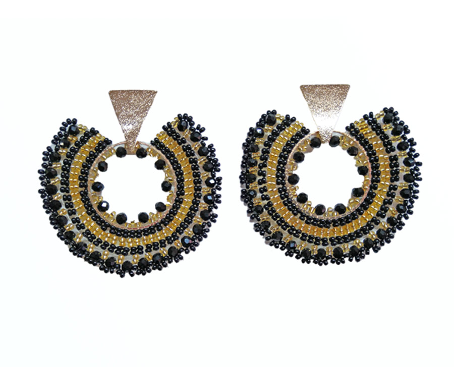 Colombian Fine Bijourie in stones - Black Semicircle Earrings
