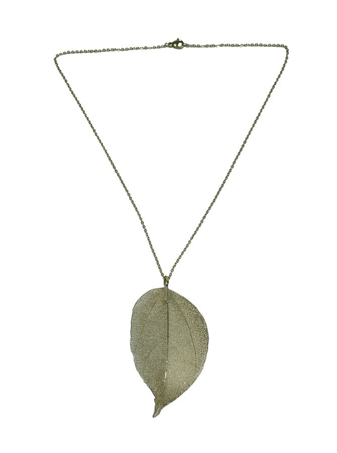 Colombian Fine Bijourie in stones - Gold color Leaf Necklace