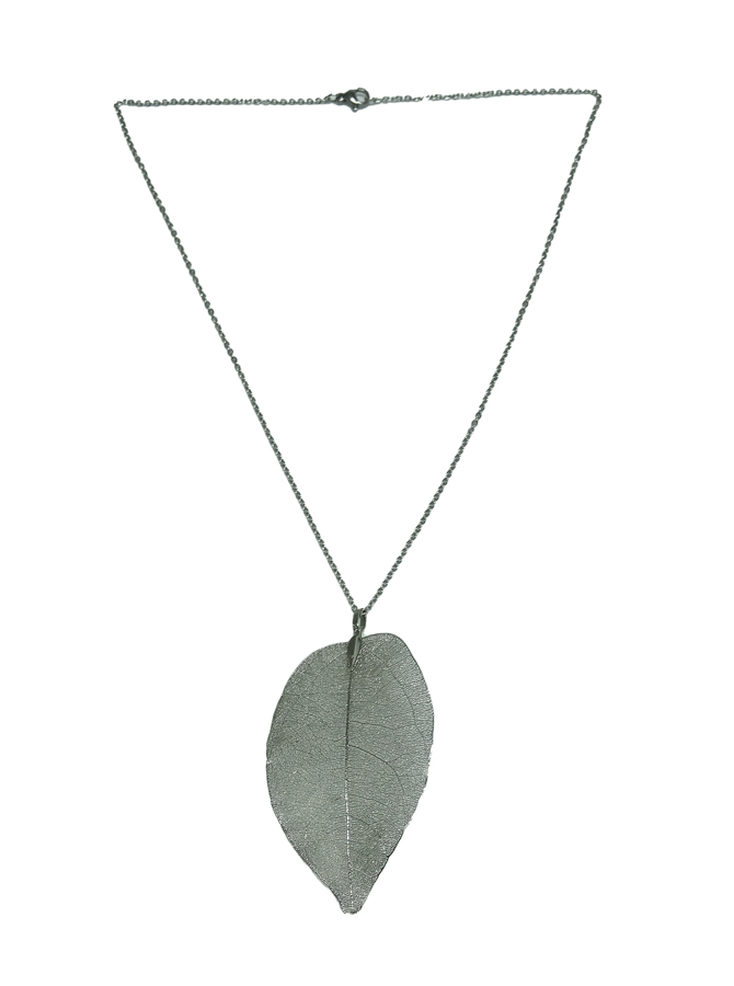 Colombian Fine Bijourie in stones - Silver color Leaf Necklace