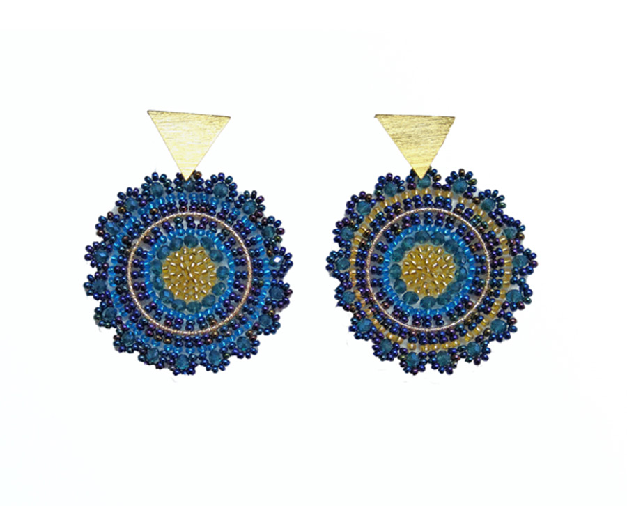 Colombian Fine Bijourie in stones - Blue Circle Earrings