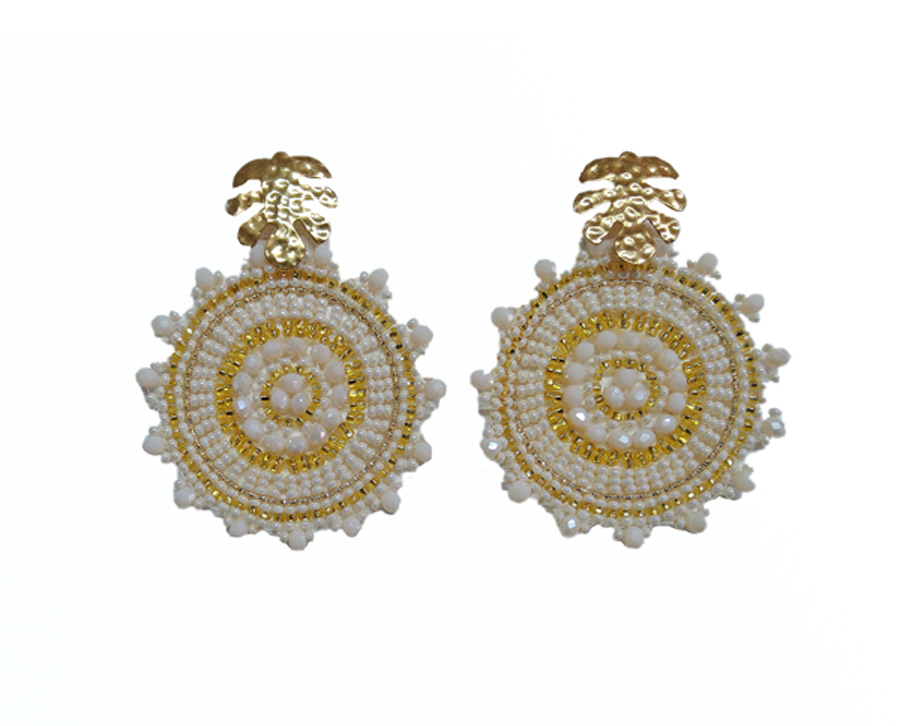 Colombian Fine Bijourie in stones - White Circle Earrings