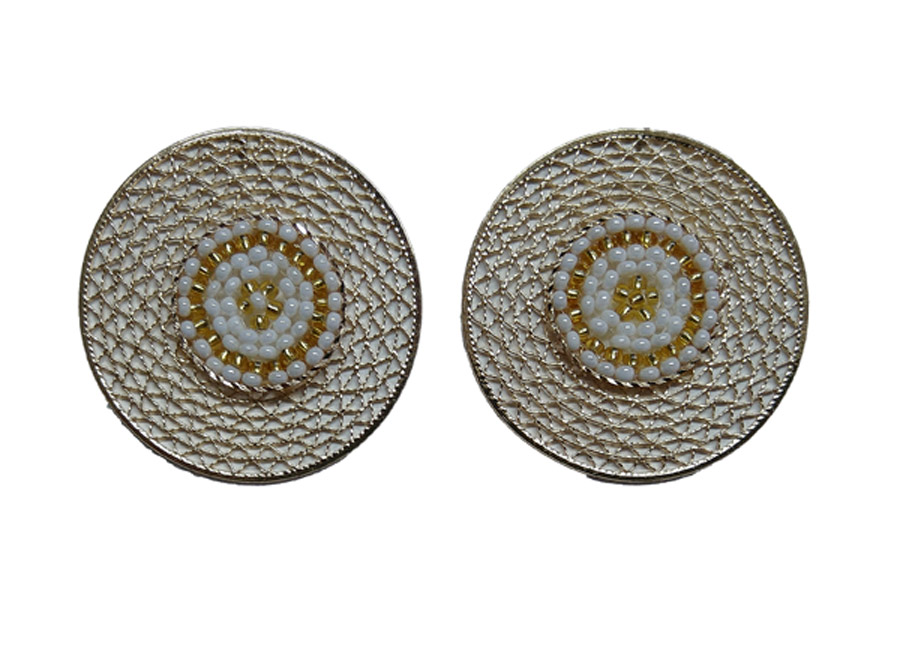 Colombian Fine Bijourie in stones - White Circle Earrings