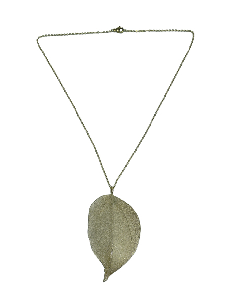 Colombian Fine Bijourie in stones - Gold color Leaf Necklace