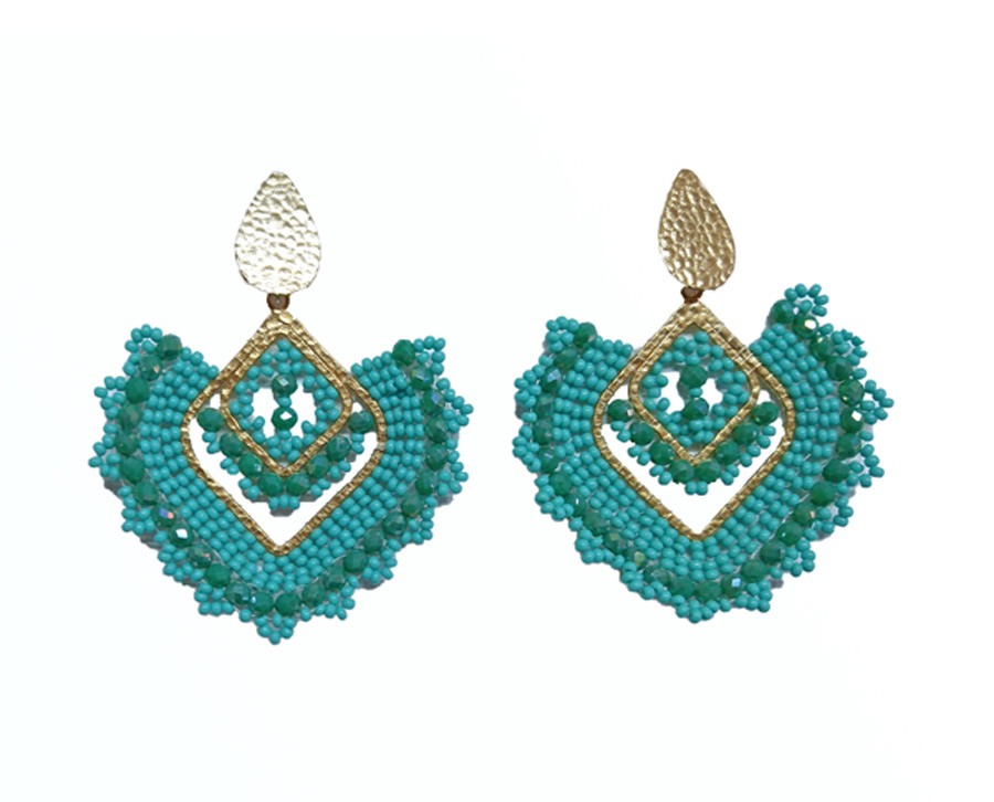 Colombian Fine Bijourie in stones - Green Diamond Earrings