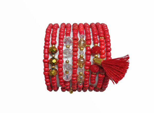 Colombian Bijouterie and Bracelets - Set of Red Bracelets