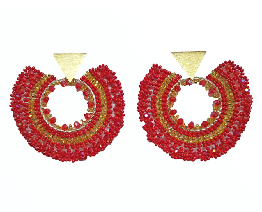 Colombian Fine Bijourie in stones - Red Semicircle Earrings