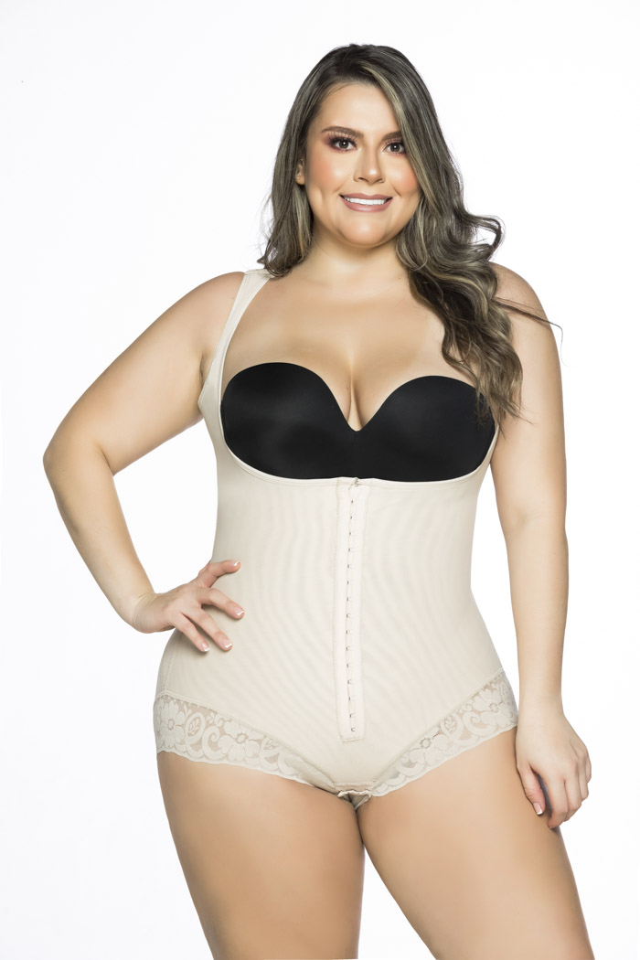 Silene Colombian Shapewear Powernet line - Body Girdle with sisa sleeves and lace