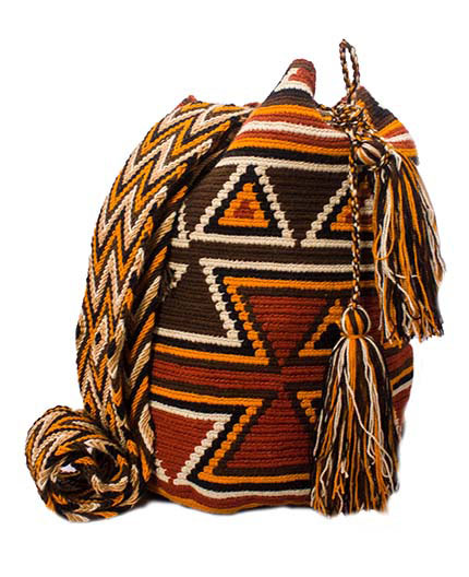 Colombian Wayuu Mochila Bags - Orange and Brown Wayuu Mochila Bag