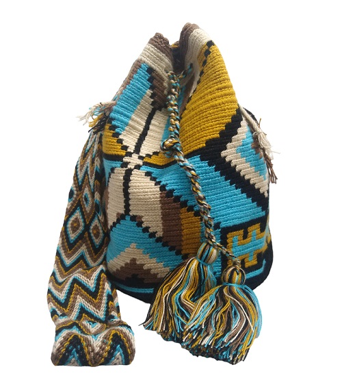 Colombian Wayuu Mochila Bags - Wayuu Bag colors Blue and Earth tones