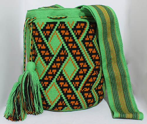 Colombian Wayuu Mochila Bags - Green Wayuu Mochila