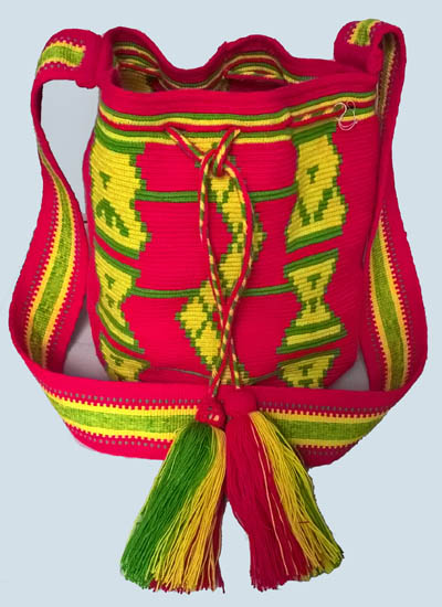Mochilas Wayuu de La Guajira colombiana - Mochila Wayuu Rosada mediana