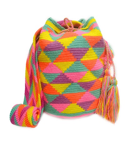 Mochilas Wayuu de La Guajira colombiana - Mochila Wayuu rombos multicolor pastel