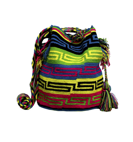 Colombian Wayuu Mochila Bags Online sale - Wayuu Mochila Bag fuchsia blue and green