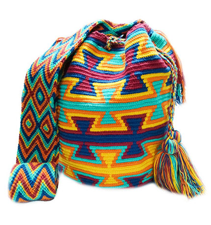 Colombian Wayuu Mochila Bags Online sale - Aquamarine and blue Wayuu Mochila Bag