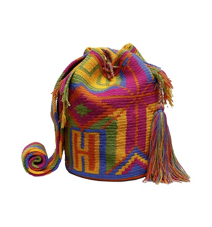 Colombian Wayuu Mochila Bags Online sale - Mochila Wayuu Bag yellow, fuchsia, green and blue