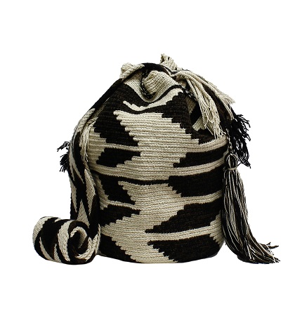 Colombian Wayuu Mochila Bags Online sale - Mochila Wayuu Bag in beige and black