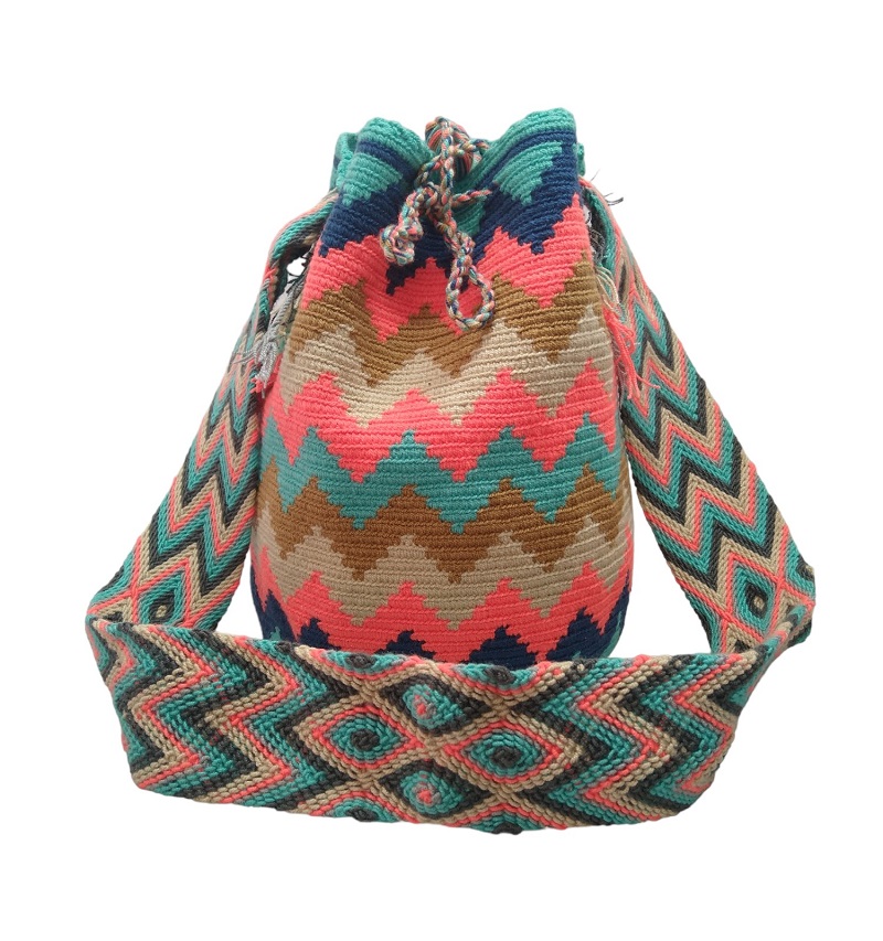 Colombian Wayuu Mochila Bags - Wayuu Bag in blues, pink and pastel colors