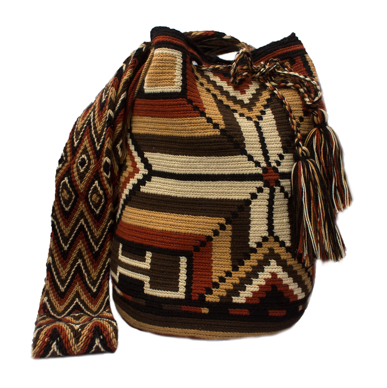Colombian Wayuu Mochila Bags Online sale - Brown Wayuu Mochila Bag