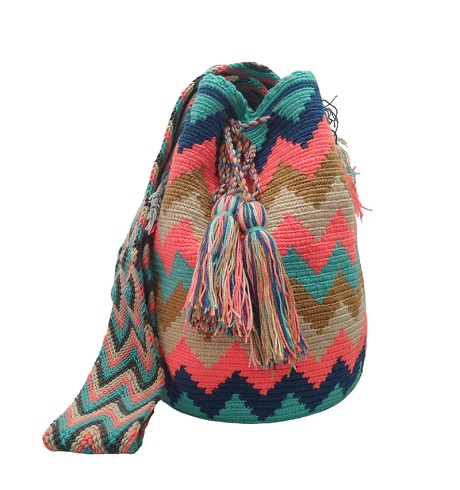 Colombian Wayuu Mochila Bags - Wayuu Bag in blues, pink and pastel colors