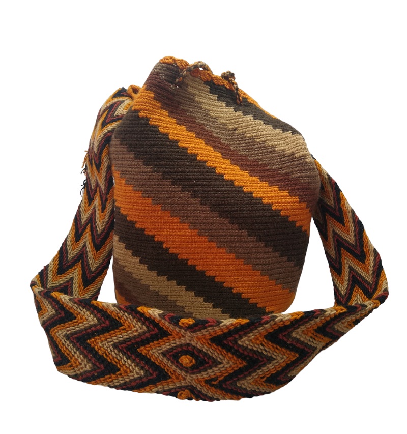 Colombian Wayuu Mochila Bags - Wayuu Mochila bag in earth and brown colors