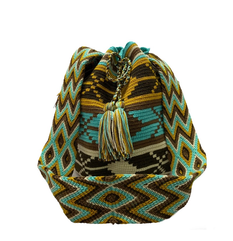 Colombian Wayuu Mochila Bags - Mochila Wayuu backpack earth colors and green