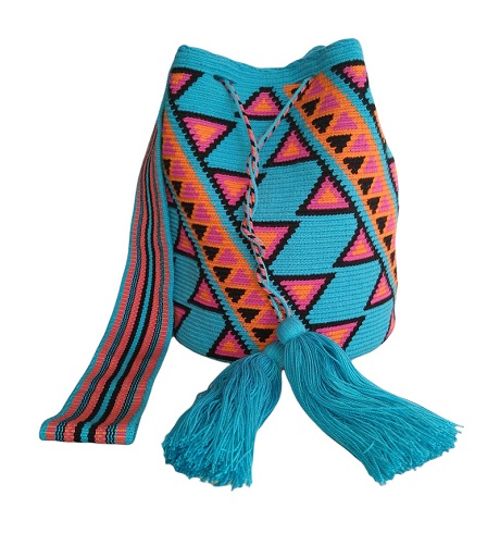 Colombian Wayuu Mochila Bags Online sale - Wayuu Mochila Bag with premium strap triangles patterns