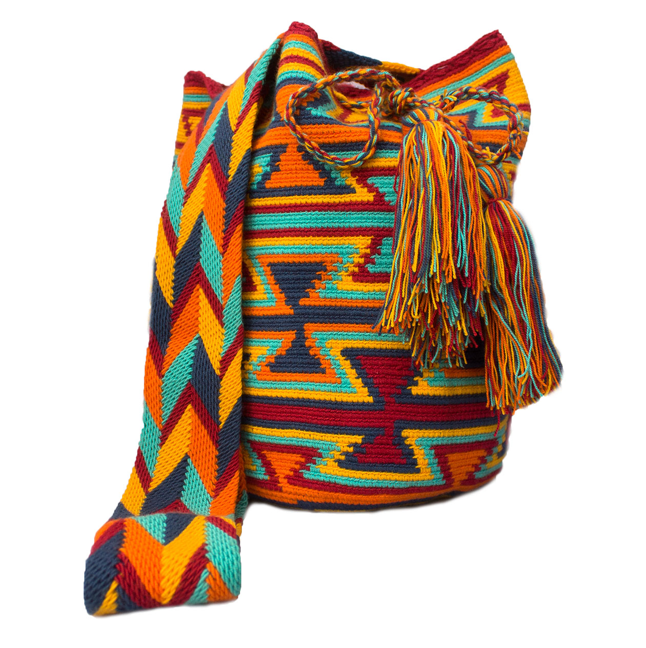 Colombian Wayuu Mochila Bags Online sale - Orange Blue Wayuu Mochila Bag