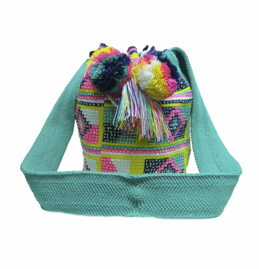 Colombian Wayuu Mochila Bags Online sale - Wayuu Mochila Bag multicolor with crystals