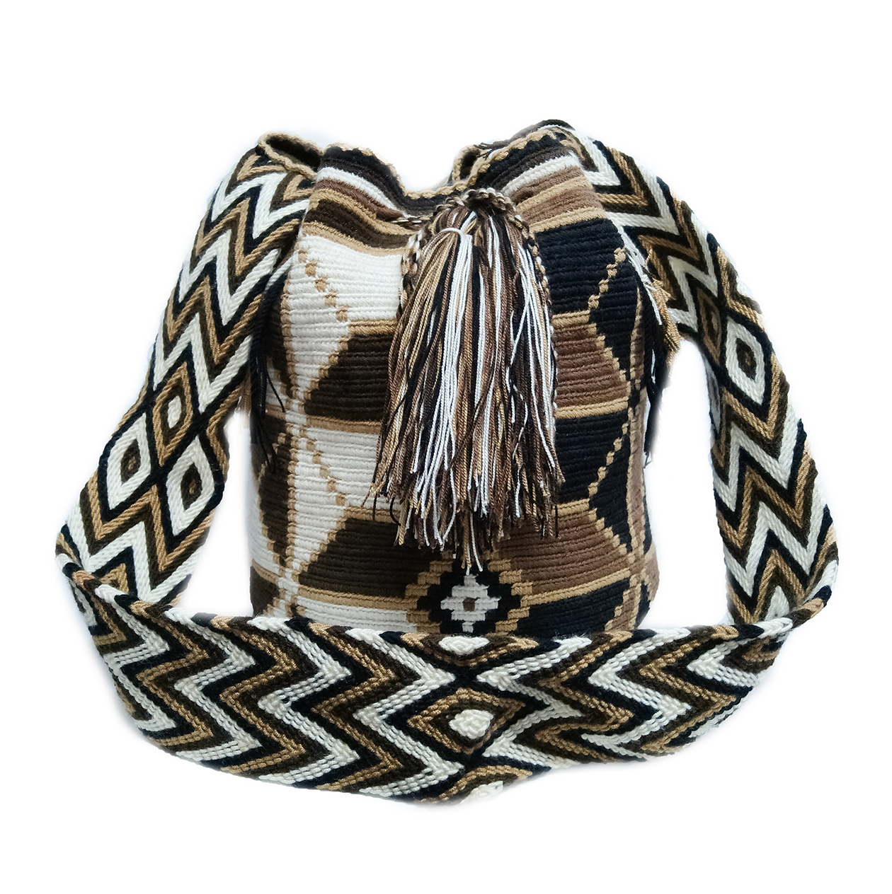Colombian Wayuu Mochila Bags Online sale - Wayuu Mochila Bag in brown earth tones