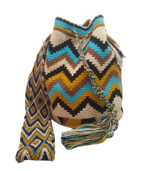 Colombian Wayuu Mochila Bags - Wayuu Bag in blue and earth colors