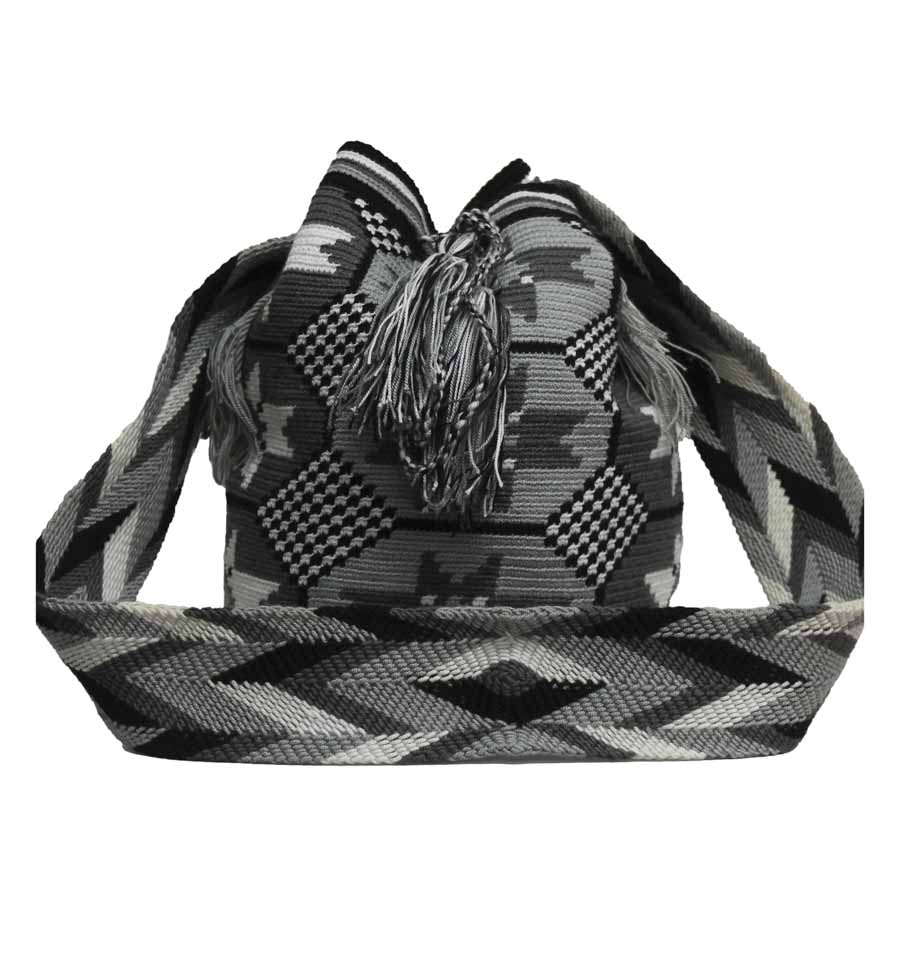 Colombian Wayuu Mochila Bags Online sale - Wayuu Mochila Bag in gray colors