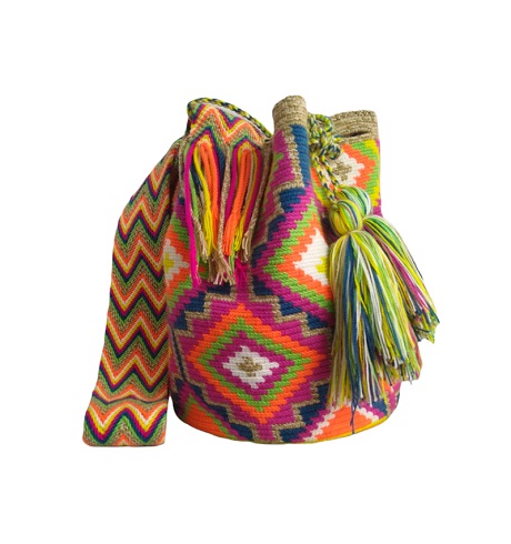 Mochilas Wayuu de La Guajira colombiana - Mochila Wayuu colores Neón
