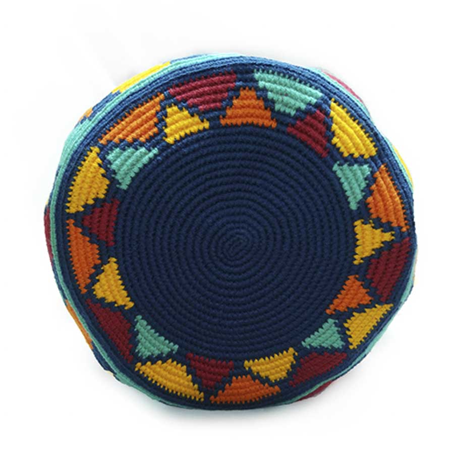 Mochilas Wayuu de La Guajira colombiana - Mochila Wayuu colores azul y naranja