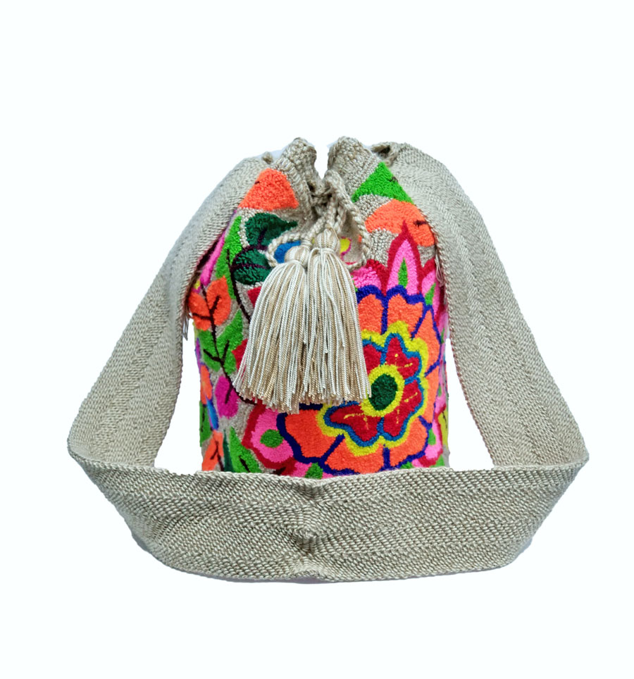 Colombian Wayuu Mochila Bags Online sale - Flower Tapestry Wayuu Mochila Bag