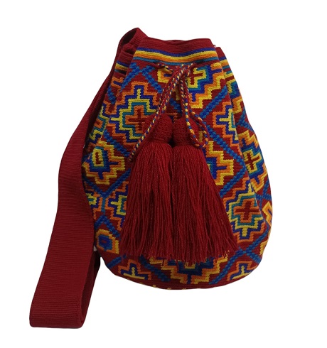 Colombian Wayuu Mochila Bags Online sale - Red Wayuu Mochila one thread