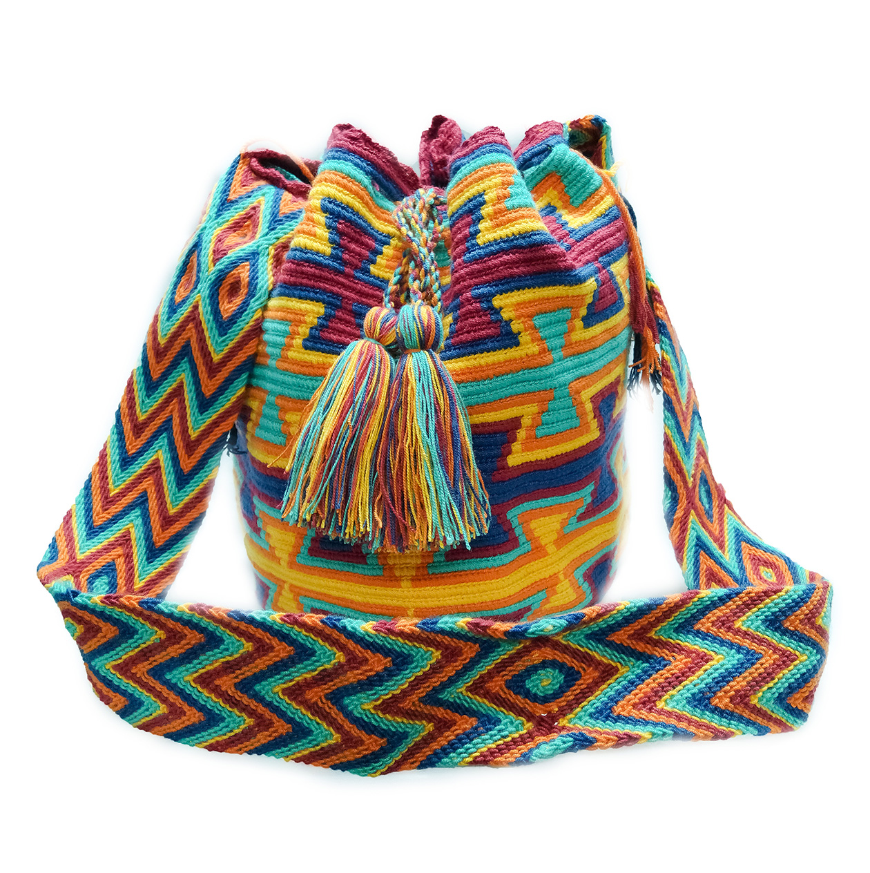 Colombian Wayuu Mochila Bags Online sale - Aquamarine and blue Wayuu Mochila Bag