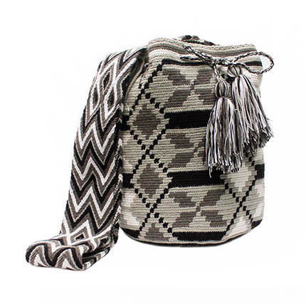 Mochilas Wayuu de La Guajira colombiana - Mochila Wayuu colores grises