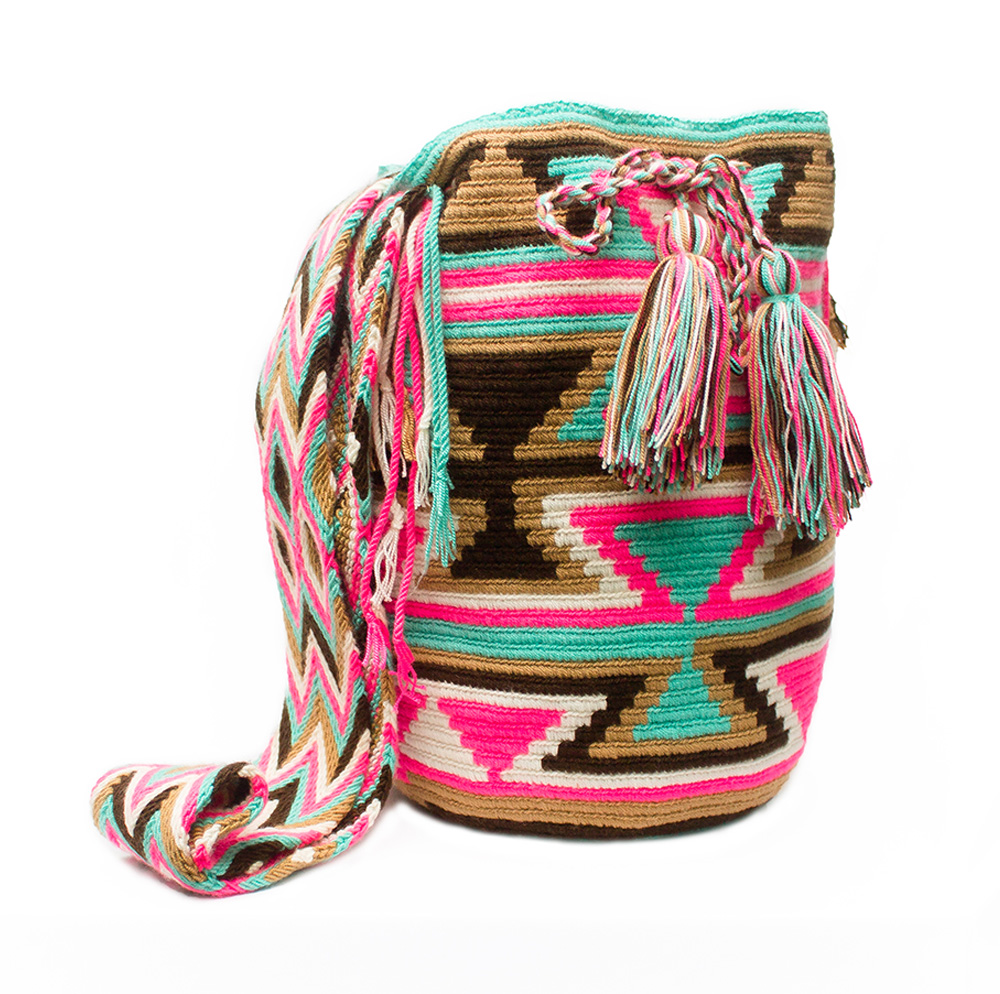 Colombian Wayuu Mochila Bags Online sale - Pink and Blue Wayuu Mochila Bag