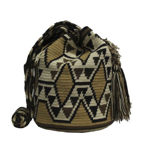 Colombian Wayuu Mochila Bags Online sale - Wayuu Mochila rhombuses earth tones