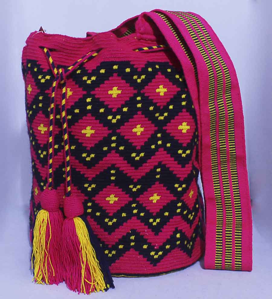 Colombian Wayuu Mochila Bags Online sale - Fuchsia  Wayuu Mochila