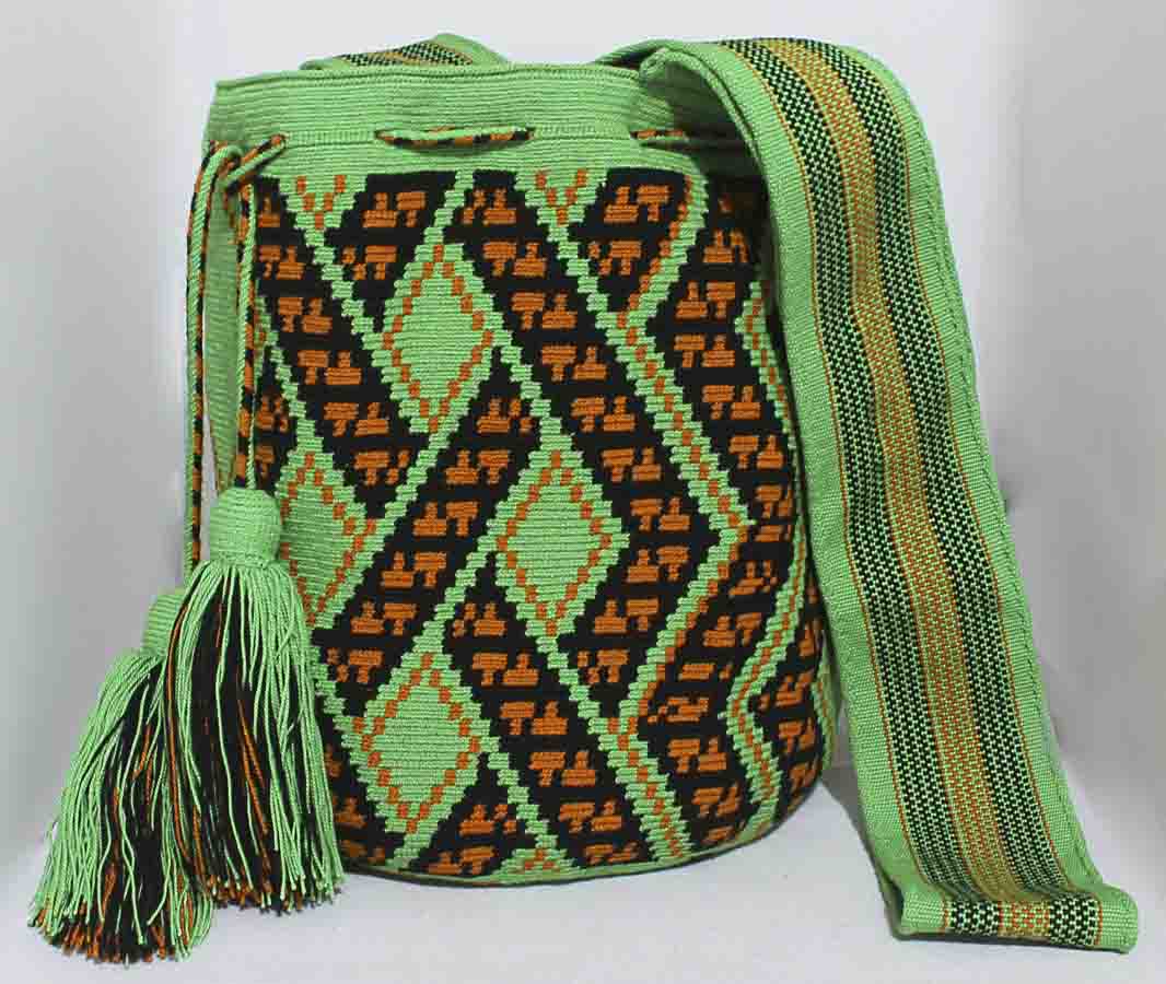 Colombian Wayuu Mochila Bags - Green Wayuu Mochila