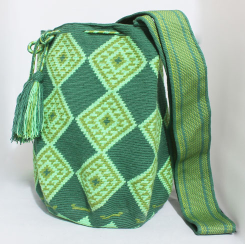 Colombian Wayuu Mochila Bags Online sale - Green Wayuu Mochila Bag