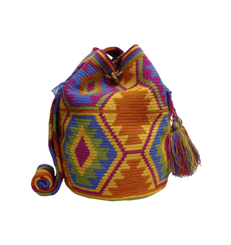 Colombian Wayuu Mochila Bags Online sale - Mochila Wayuu in yellow orange and fuchsia