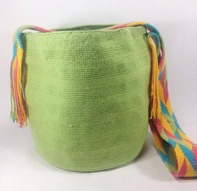 Mochilas Wayuu de un color - Mochila Wayuu Verde claro