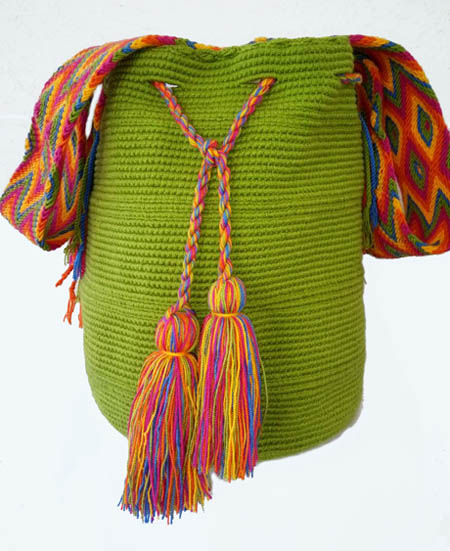 Mochilas Wayuu de un color - Mochila Wayuu Verde